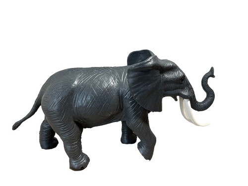 VTG Elephant Figurine Trunk Up Gray Hard Plastic Toy