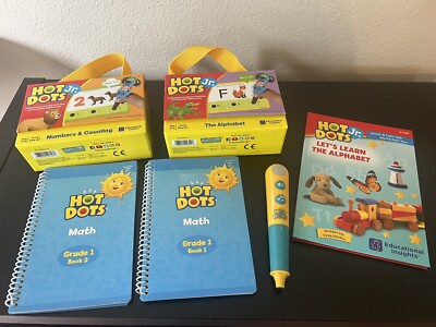 LOT Hot Dots Pen Alphabet & Numbers Comprehension Cards ABC Book Math Gr 1 Books