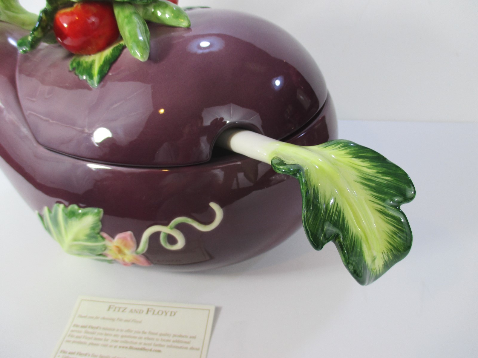 Fitz and Floyd Soup Tureen Marche Large Egg Plant Vegetables Purple New #EL85