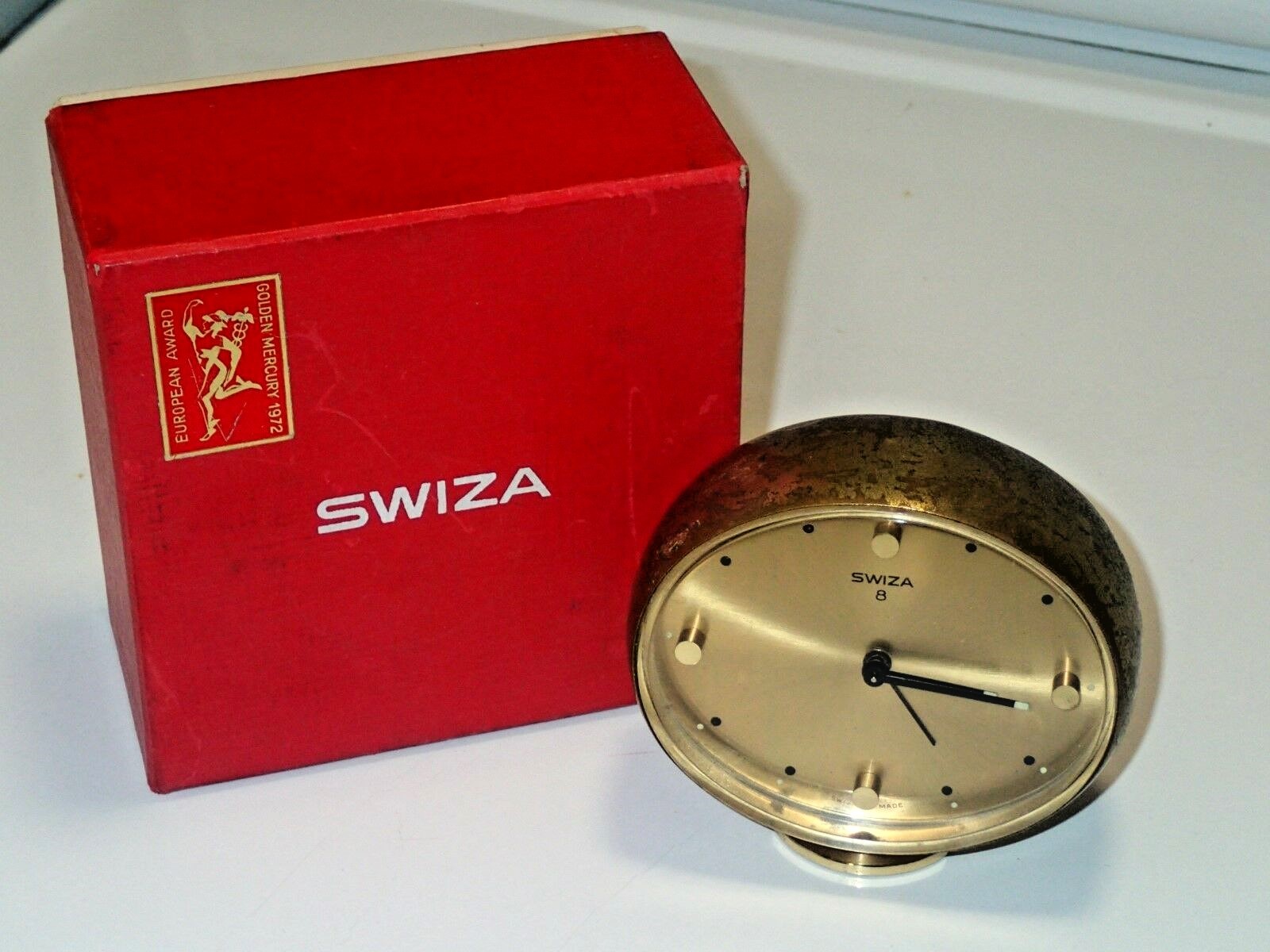 Vintage Swiza Swiss Made Jewel 8 Day Windup Alarm Clock