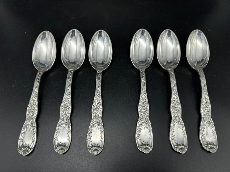 Lot of 6 Tiffany & Co Chrysanthemum Sterling Silver Spoons,