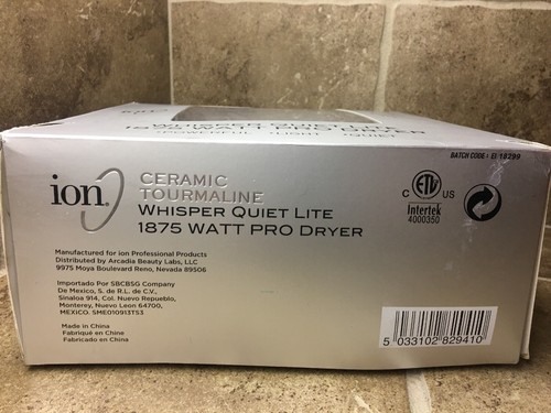 Ion Whisper Quiet Lite Ionic - Ceramic Tourmaline Hair Dryer, 1875 Watts NEW!!!