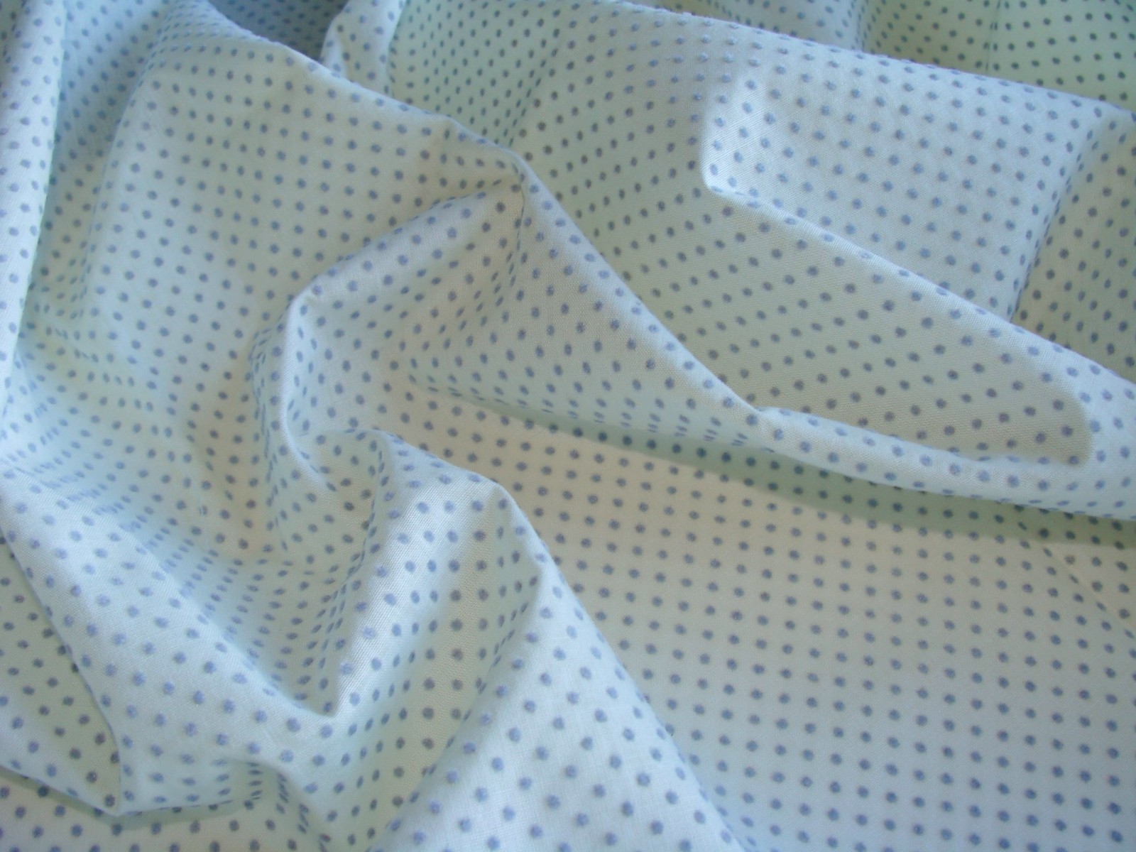 Vintage Flocked Dotted Swiss Blue Gray Dots 45