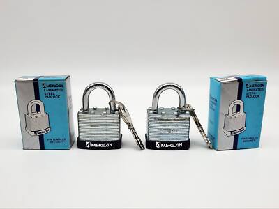 2x American Lock Padlocks P4 Keyed Different 1'' L X 1/4'' D Shackle Vintage NOS
