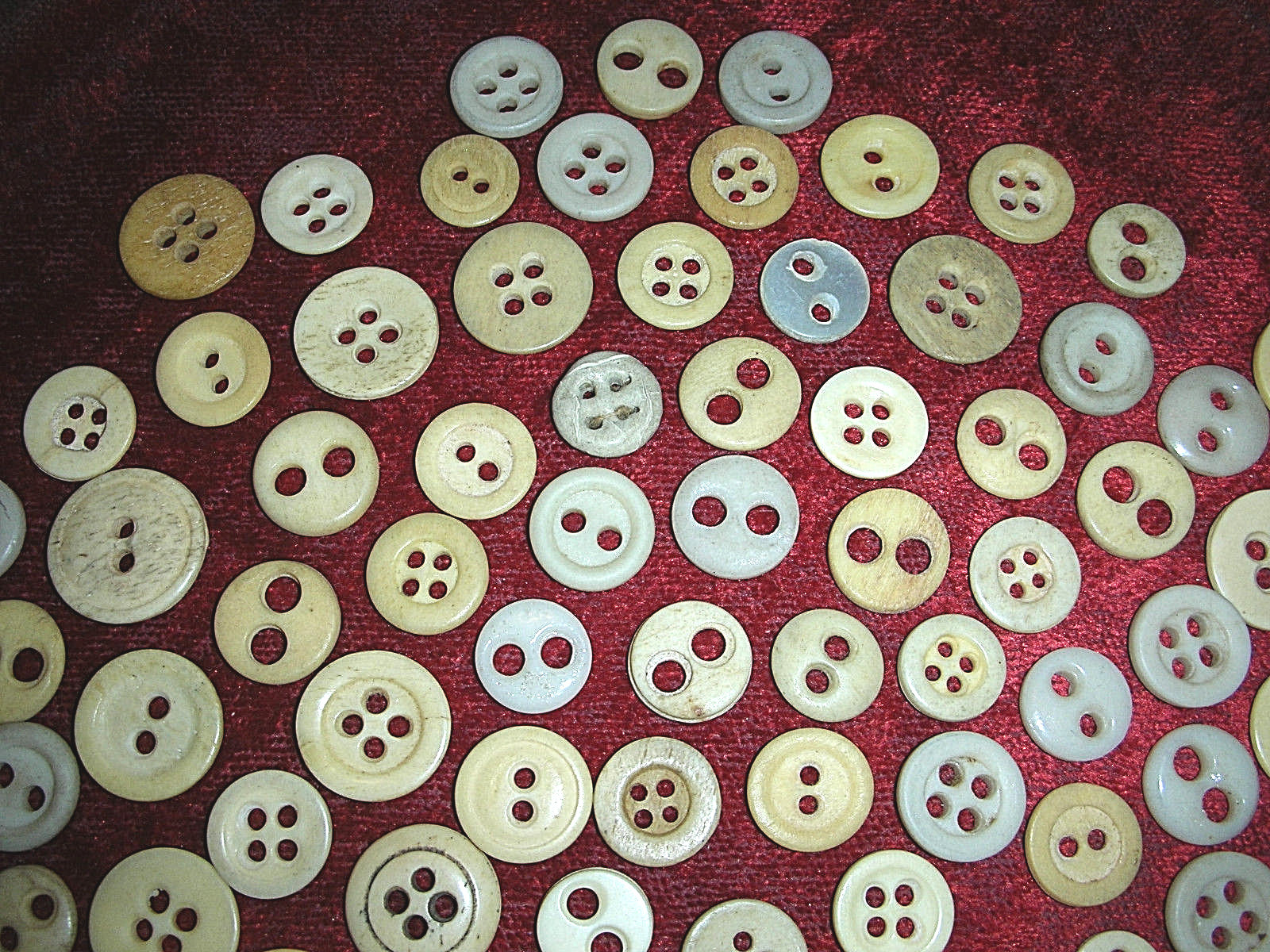 140 Antique Bone Buttons ~ Some Glass ~ Civil War Reenactment Costumes