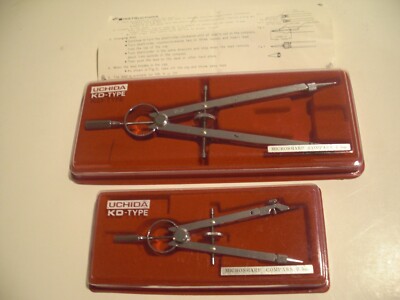 LOT 2 NEW 4  and 6.5  UCHIDA KD-TYPE Microsharp Precision Compass 0.5mm w/Cases