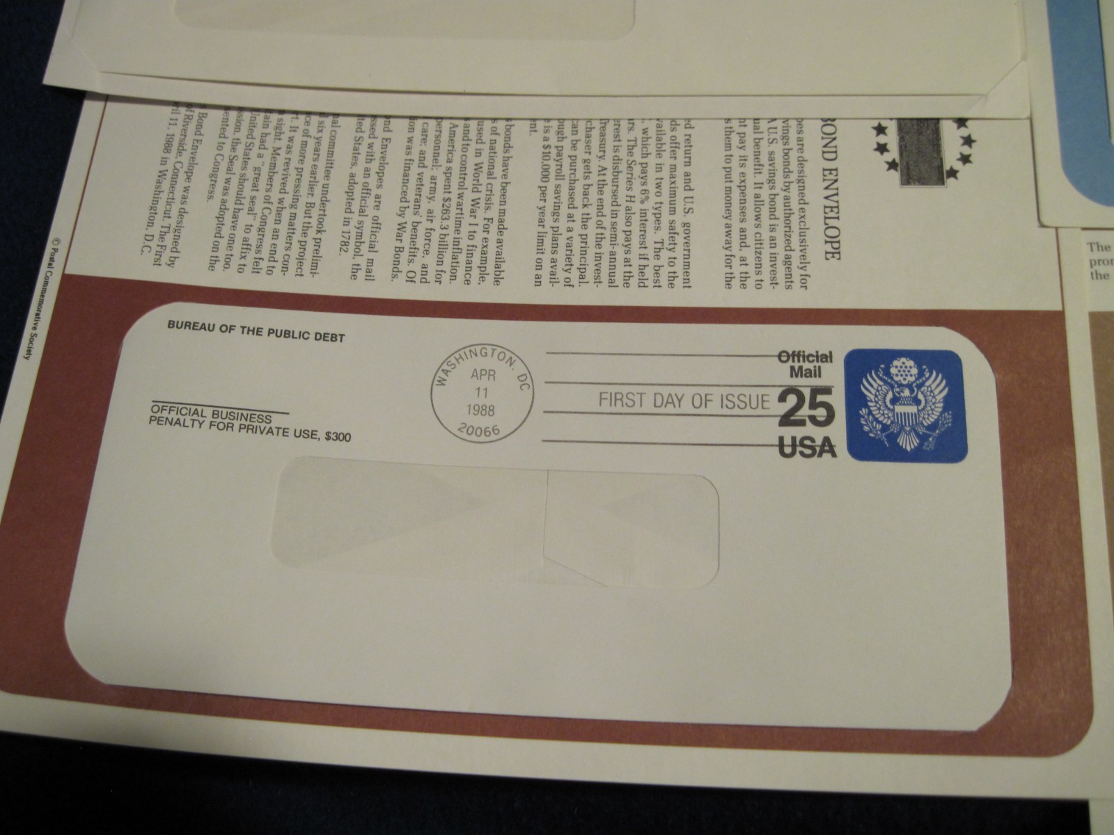 U.S. Official mail + FDC 1985 - 1988 (11)