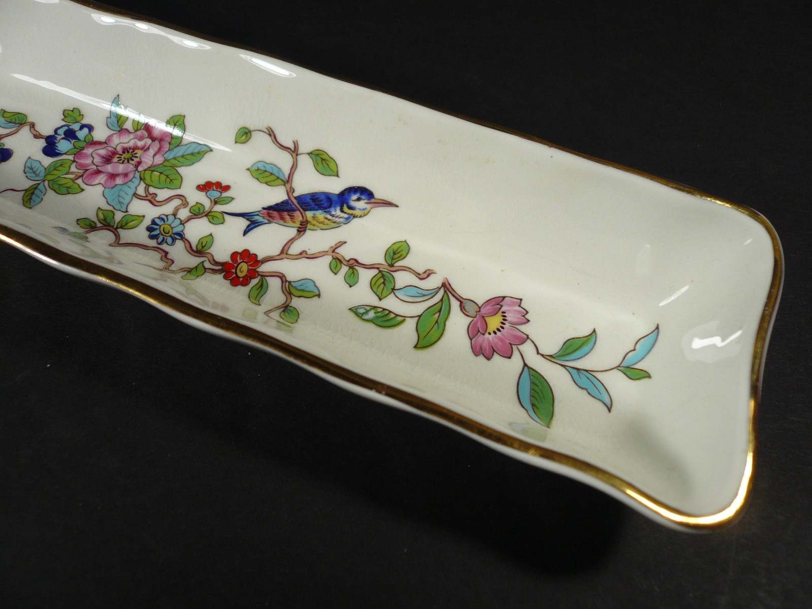 Aynsley Pembroke Gold Trim w/ Bird & Flowers Cracker / Mint Dish England 8