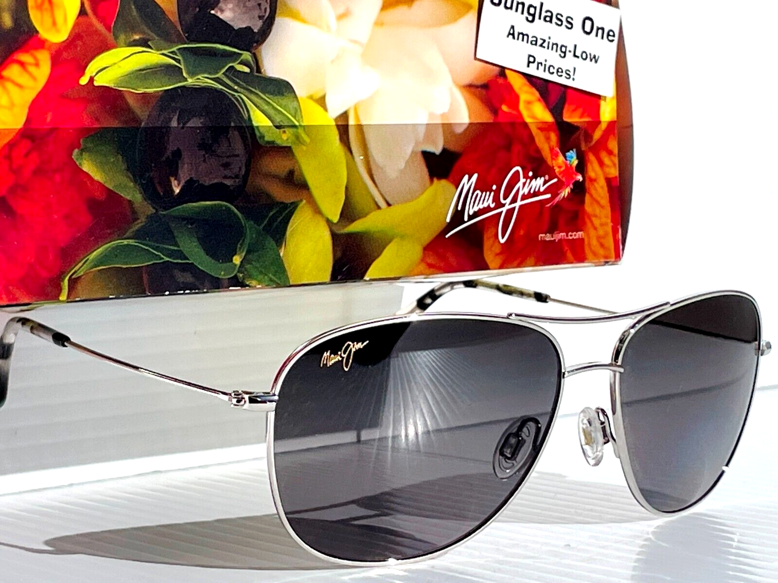 Pre-owned Maui Jim Cliff House Silver Polarized Grey Lens Sunglass Gs247-17 In Gray