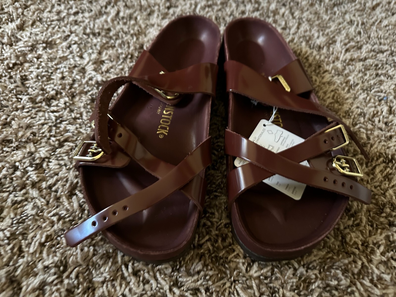 Pre-owned Birkenstock W/o Box  Franca High Shine Chocolate Patent Exquisite Eu 39 Wide In Brown