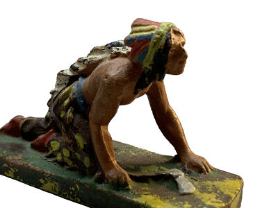 ELASTOLIN Composition Native American Indian Warrior Crawling Hatchet Figurine