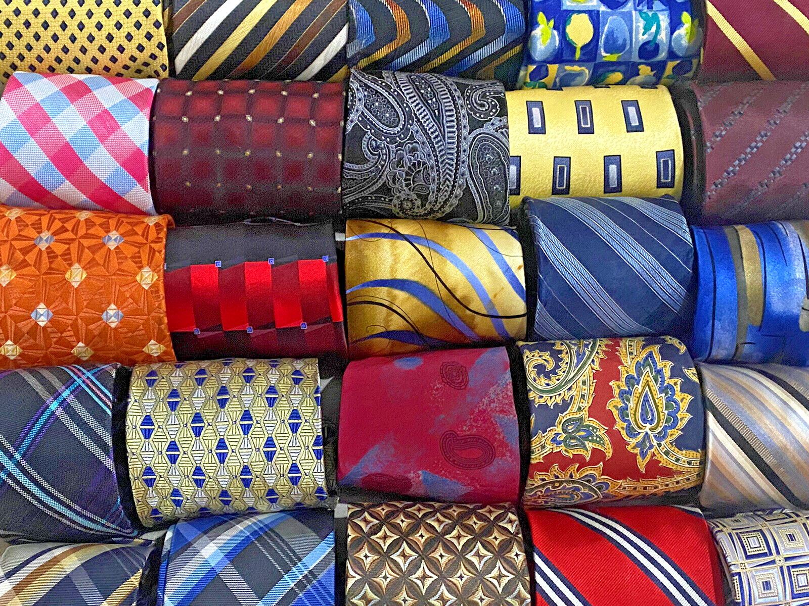 50 Pcs Neckties Lot Mix Quilting Craft Lots Stripe Geometric + More Cutter Art