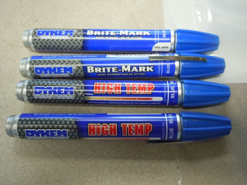 Dykem High Temp 44 Blue Medium Marking Pen - 44094 Lot of 4