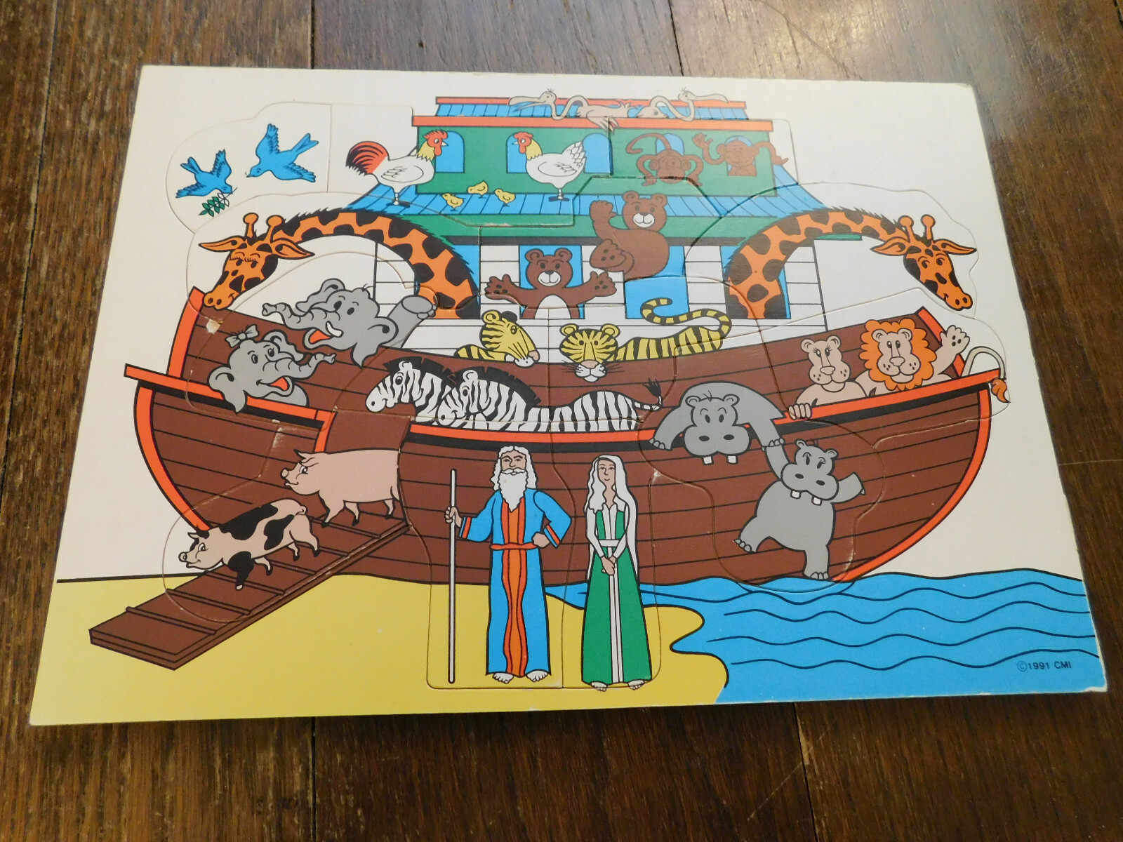 Vtg CMI Wooden Puzzle Noah's Ark 13 x 9-1/2 Chadwick Miller