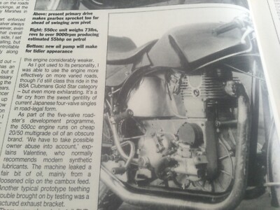 Valentine Ex REV WESLAKE  BVR 5 VALVE ENGINE MOTORCYCLE ARTICLE
