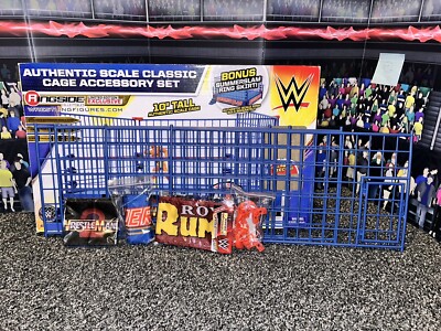 WWE Mattel Wicked Cool Toys Authentic Real Scale Classic Blue Cage Accessory Lot