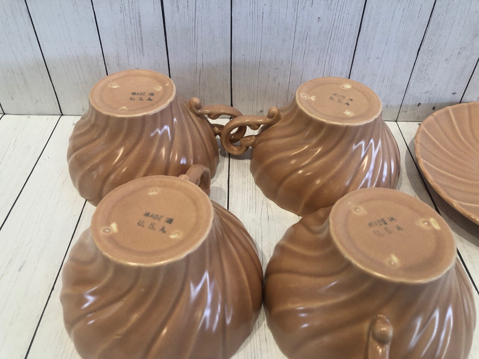 FRANCISCAN POTTERY CORONADO CORAL PINK 4 CUP SAUCER SETS Matte