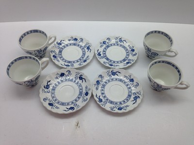 Set of 4 Cups Saucers Blue Nordic English Staffordshire J&G Meakin Onion England