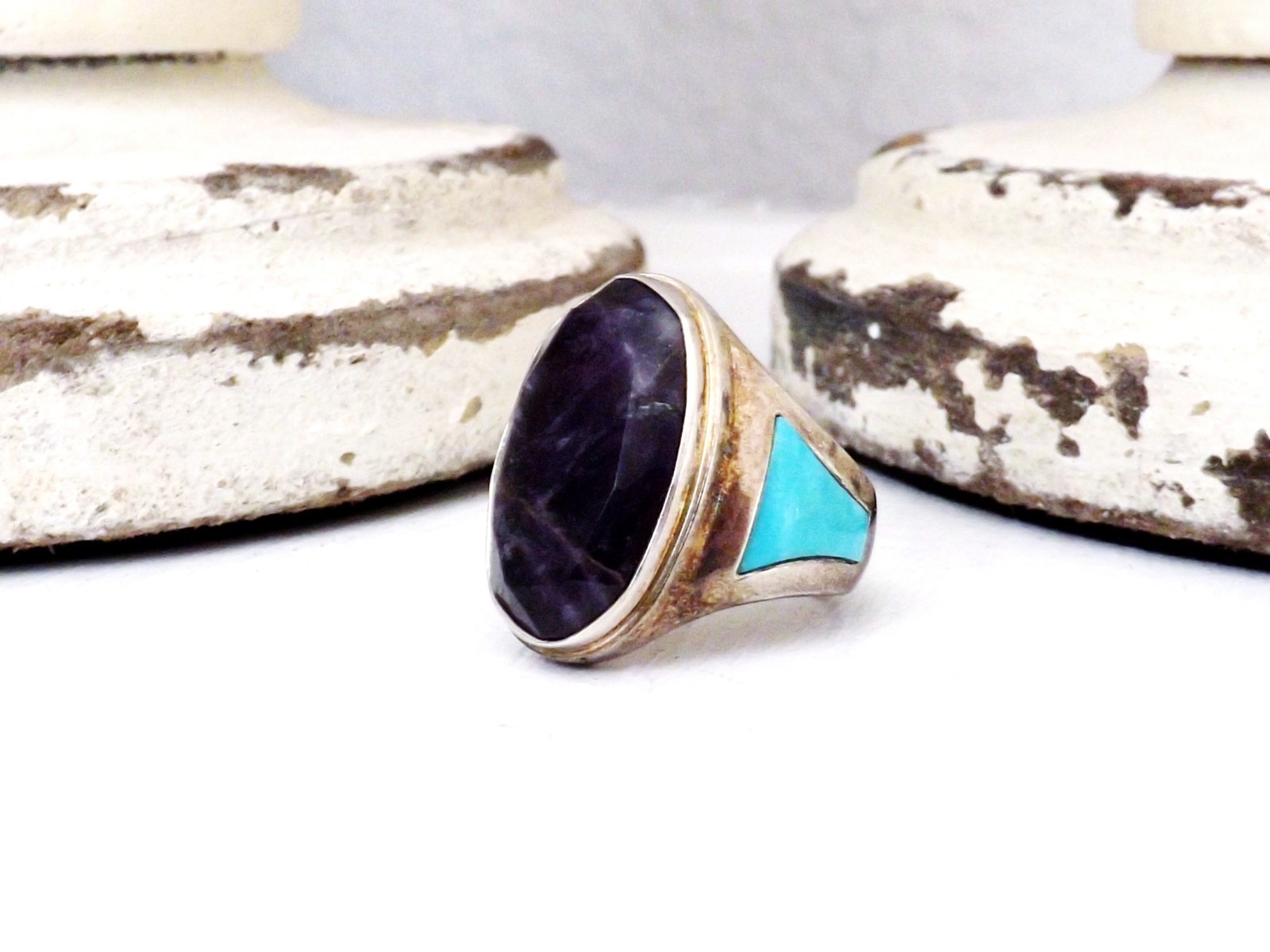 Jay King DTR Sterling Silver 925 Amethyst Turquoise Desert Rose Size 5 Ring