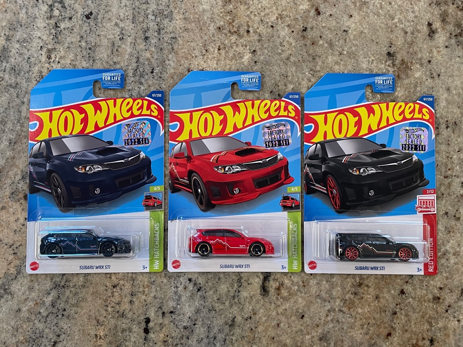 3 New 2022 Hot Wheels - Red Edition & Hatchbacks - Subaru