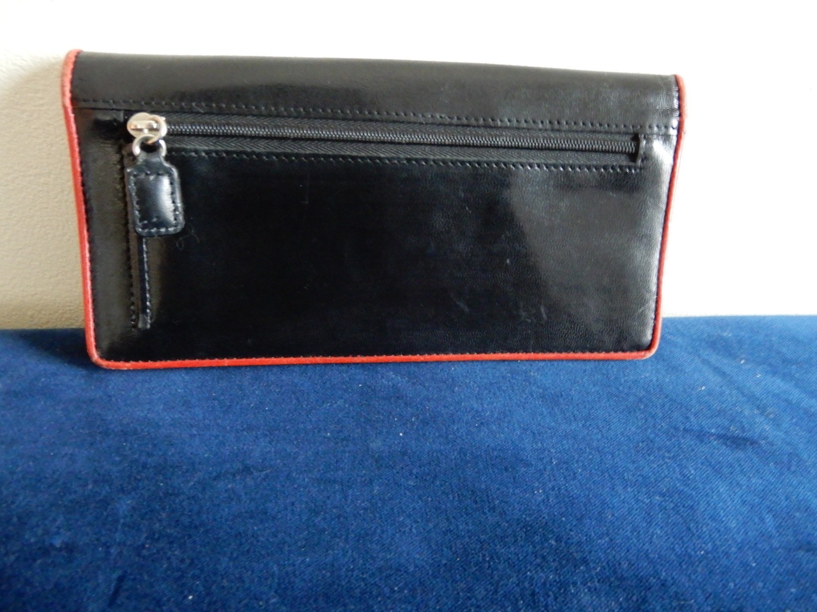 Isabella Fiore Black, White, Red Leather Wallet with Floral Decorations