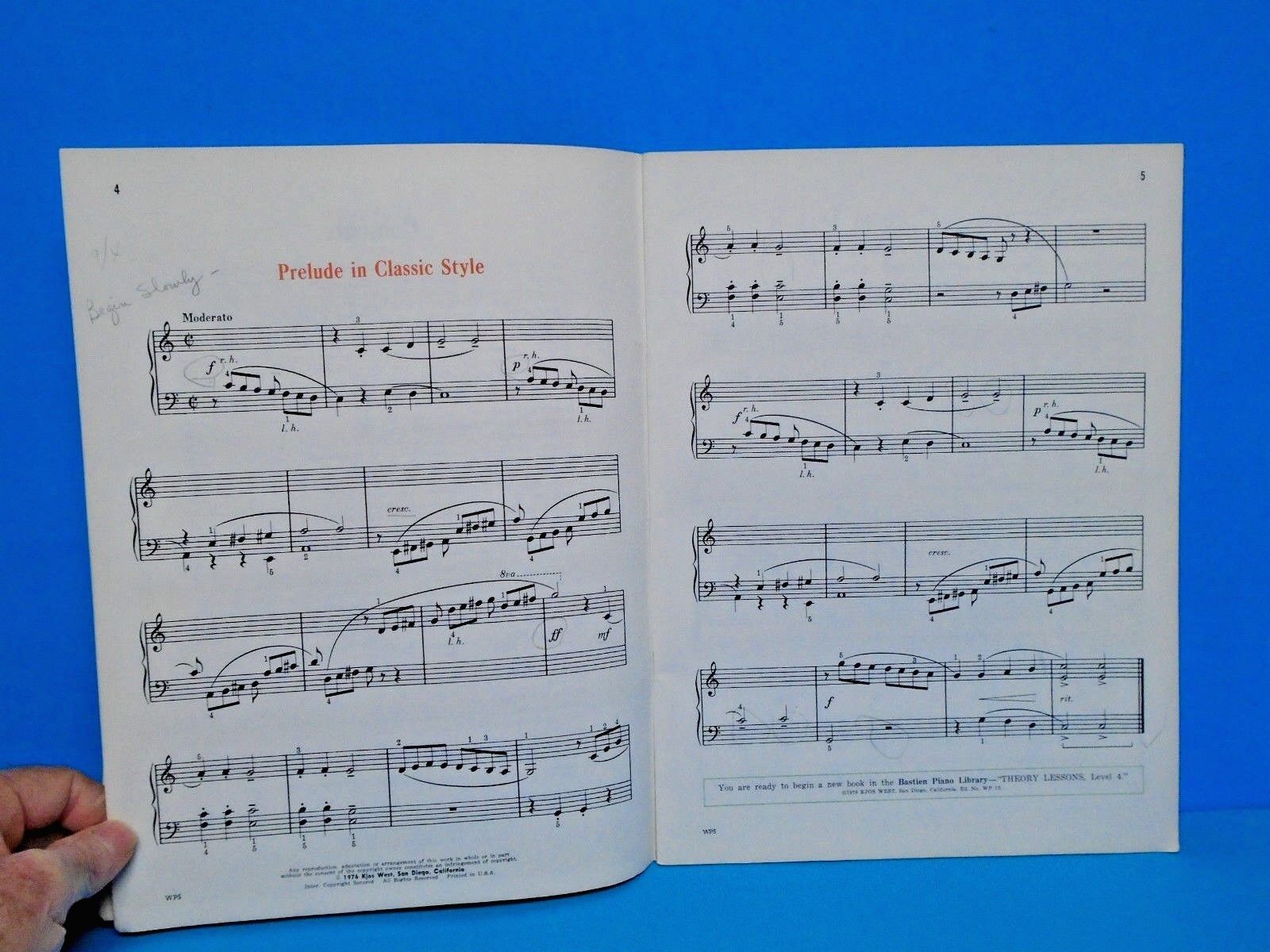Piano Lessons Level 4 1976 Music Book by James Bastien VG Condition