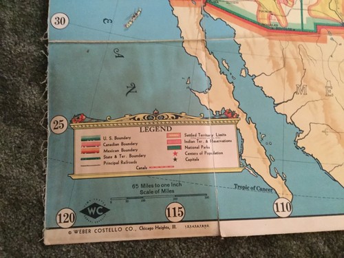 TRYON ILLUSTRATED AMERICAN HISTORY MAP 1893 BY WEBER COSTELLO CO. 39 1/4”X 48”