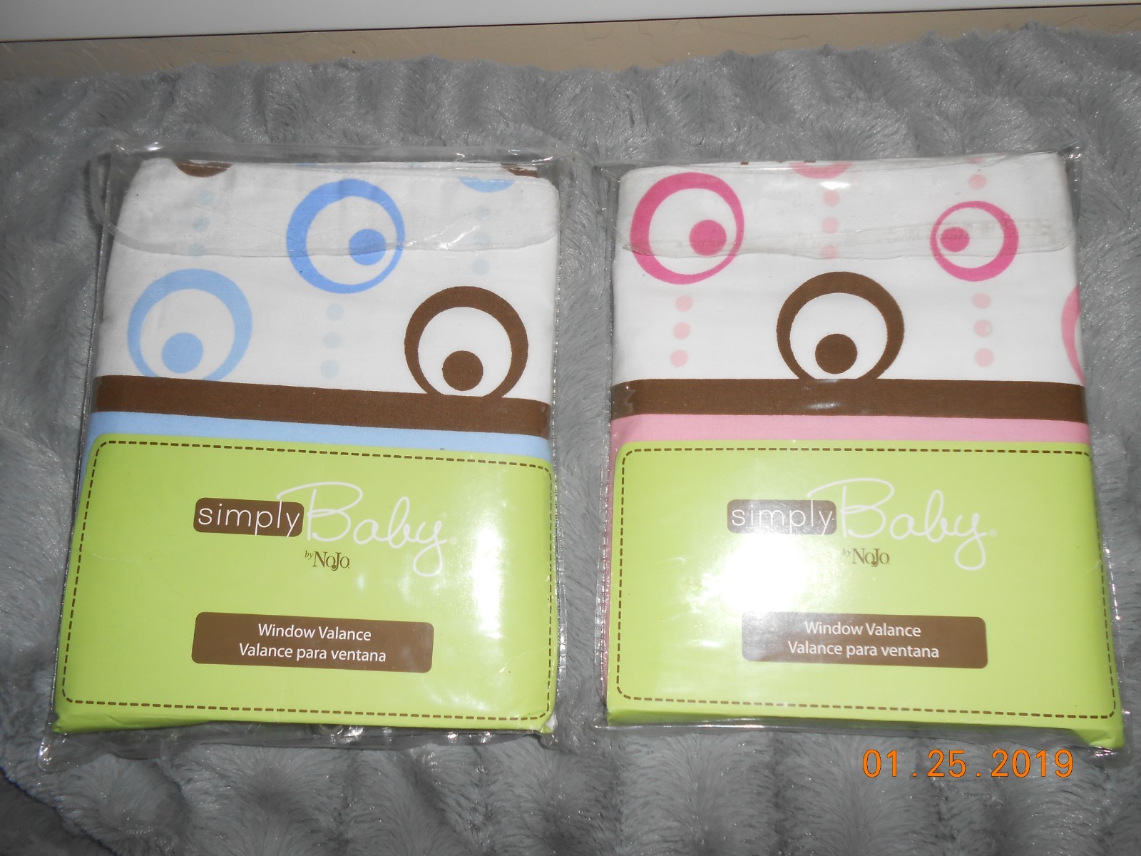 New lot 2 Simply Baby by NoJo Window Valance Pink & Blue & Brown Free Ship Twins
