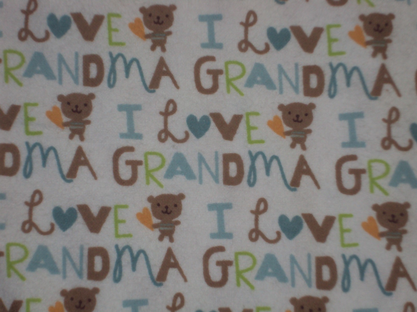 Cotton flannel fabric with '! love Grandma' 1 yard