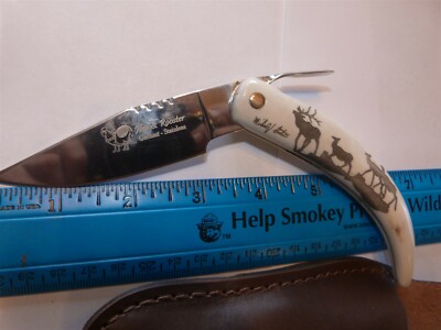 HEN & ROOSTER FOLDING BLADE KNIFE HR-5015-RH WITH LEATHER SHEATH MADE IN GERMANY