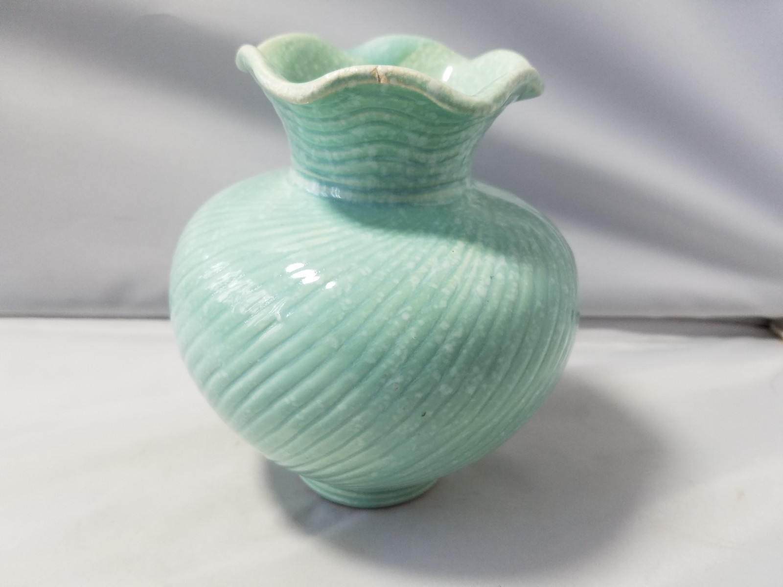 Shawnee Pottery Vase Vintage Antique Teal Mint Painted Flower Vase Home Decor