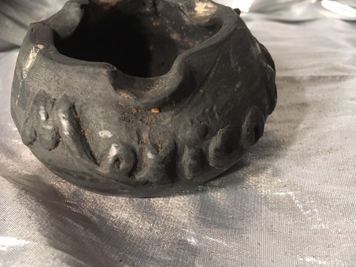 VINTAGE CENTRAL MEXICO City Park Villa BLACK POTTERY Ashtray #2
