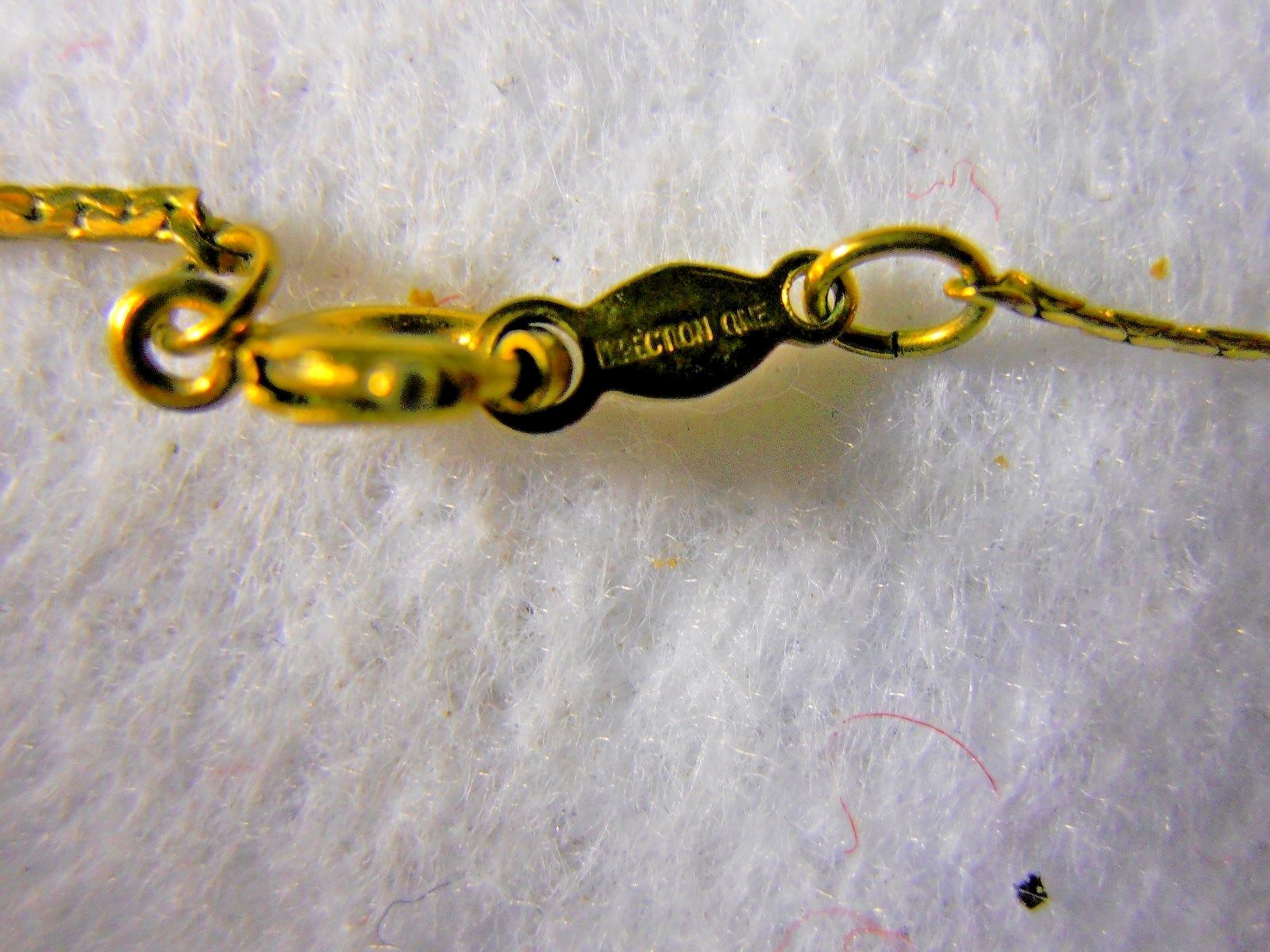 2 Goldtone Necklaces  Heart w/Colored Stone 16