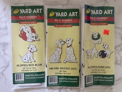Lot Of 3 Yard Art Do It Yourself Patterns Mr Mrs Spotted Dog Puppies Christmas