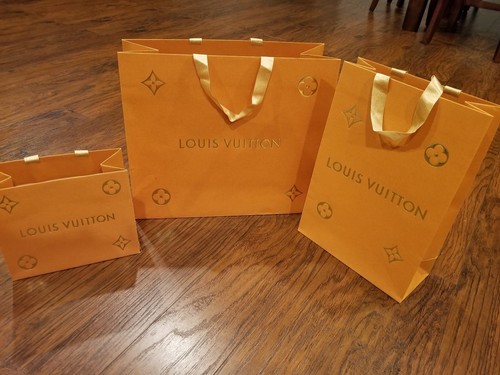 LOUIS VUITTON Paper Shopping Gift Tote Bags orange 3 count