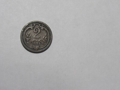 Old Austria Coin - 1895 2 Heller - Circulated, discolored, rim dings