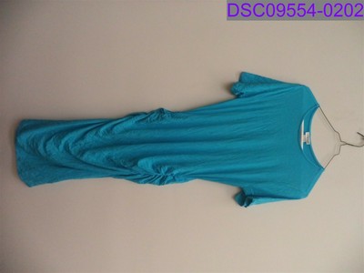 NWOT Venus Women's Dress Short Sleeve Side Ruche Turquoise Blue Size Medium