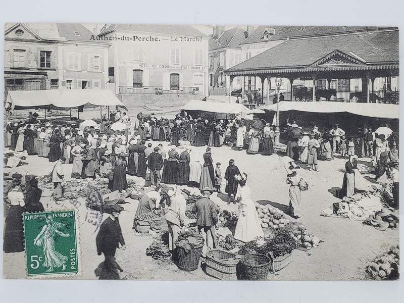 Ancienne Cpa Carte Postale Authon Du Perche 28330 Le MarchÃ© 1908 Vieux MÃ©Tiers