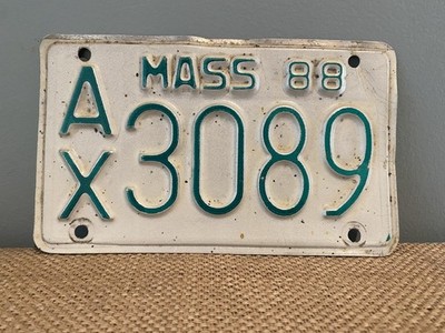 Plaque immatriculation moto 1988 - Massachusetts-Usa American bike license plate