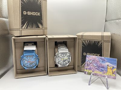Pre-owned Casio G-shock Ga-2100mng-7ajr Ga-2100mng-2ajr 2set Watch Manga Fedex Or Dhl