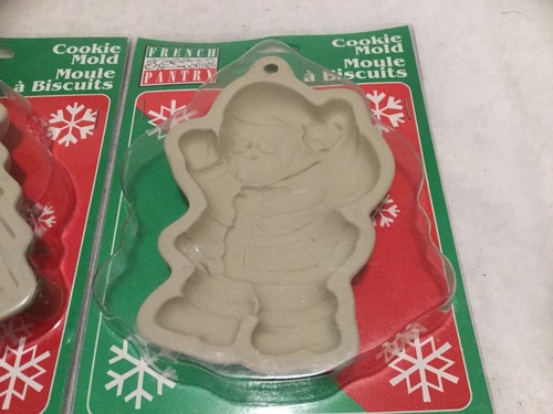 French Pantry Ceramic Cookie Mold Santa Clause And Christmas Tree