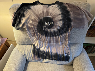HUF Cool, 100% Cotton, Black/Gray Tie Dye Tee Shirt, Size Medium