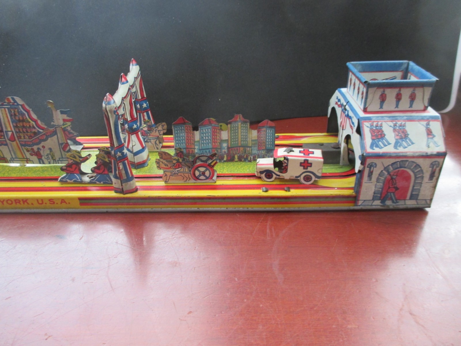 Vintage 1930's Louis Marx Tin Litho The Big Parade Wind Up Toy - New York