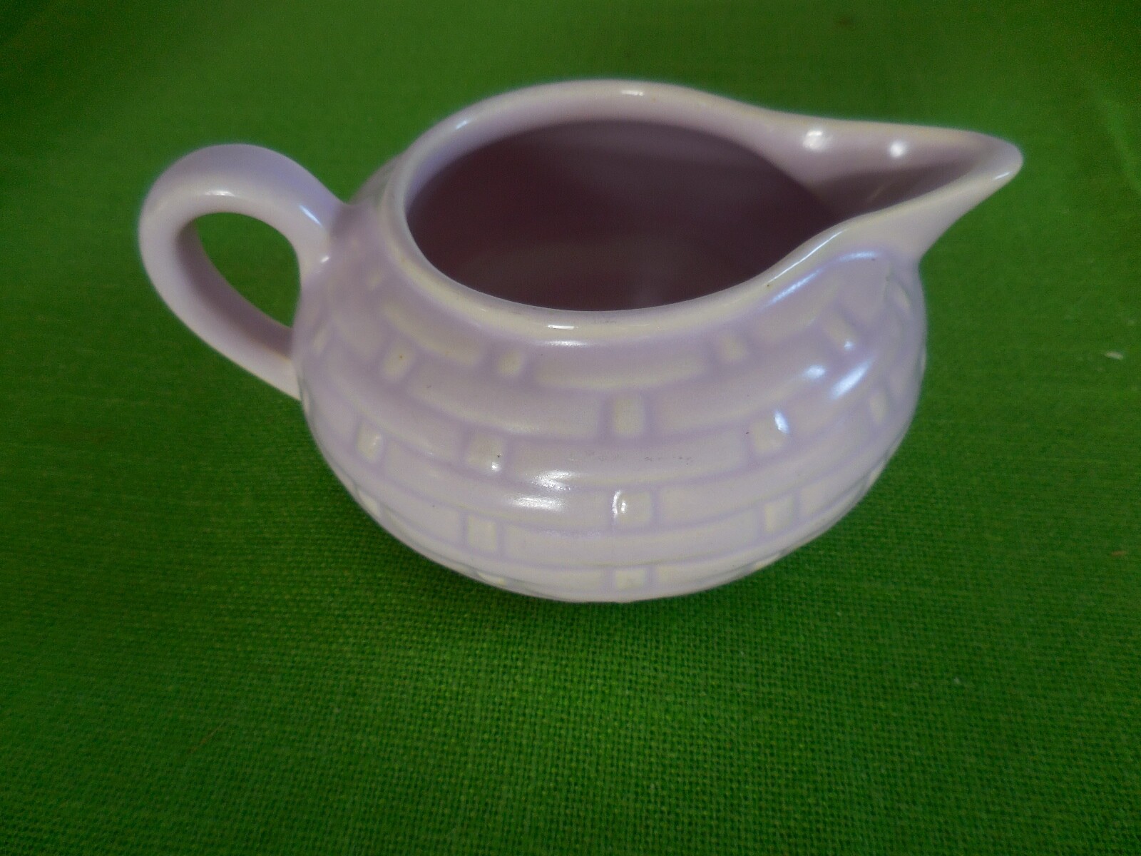 Vintage Weller Pottery Pink Lavender Pierre Set Creamer Sugar Basket Weave