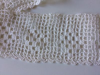 Filet lace Antique linen lace hand done 2 yds 29 length x 4.5 wide