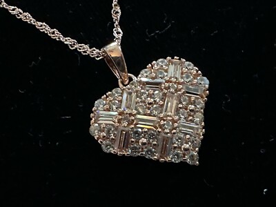 Champagne JTV Bella Luce CZ Heart Pendant Necklace 18k Rose Gold Over Sterling