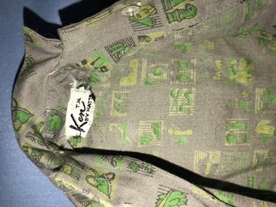 Vintage 1961 Ken Barbie Doll Dreamboat #785 Gray Green Print Sports Shirt TAG