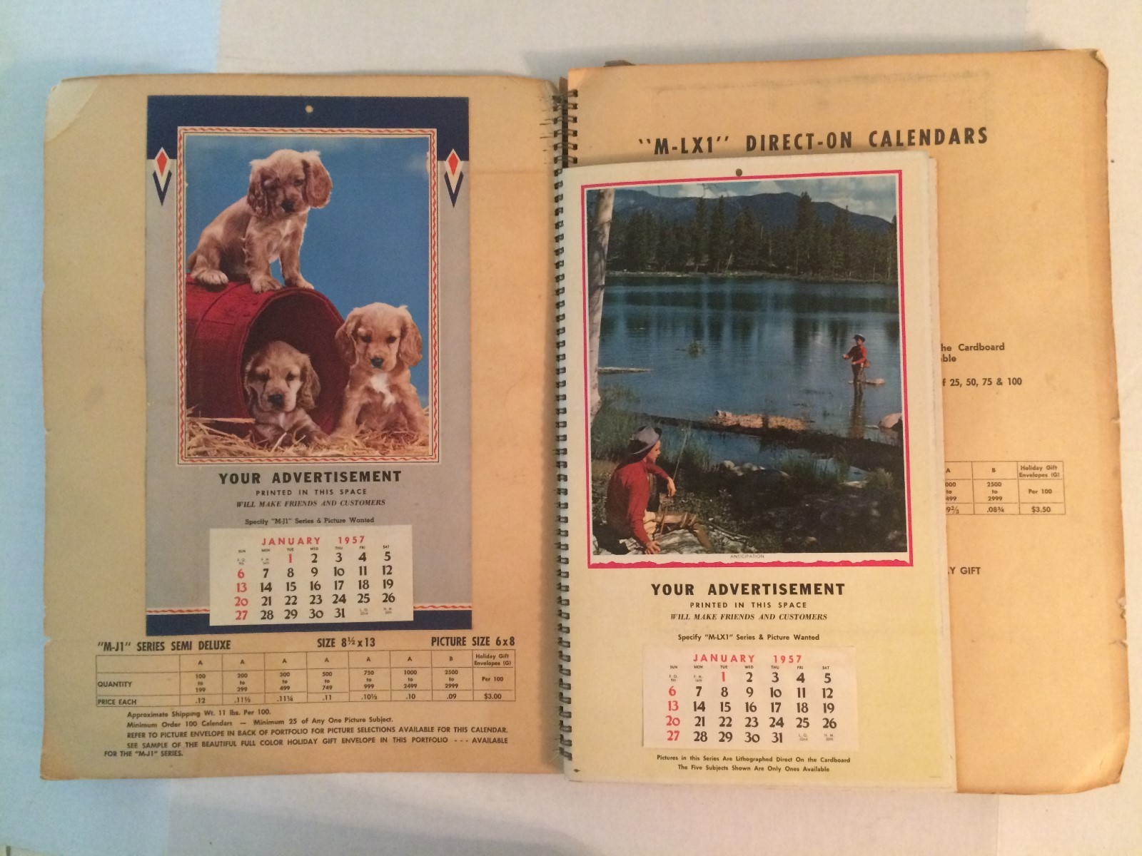 1957 Vintage Art Calendar Salesman Sample Booklet George Washington Line