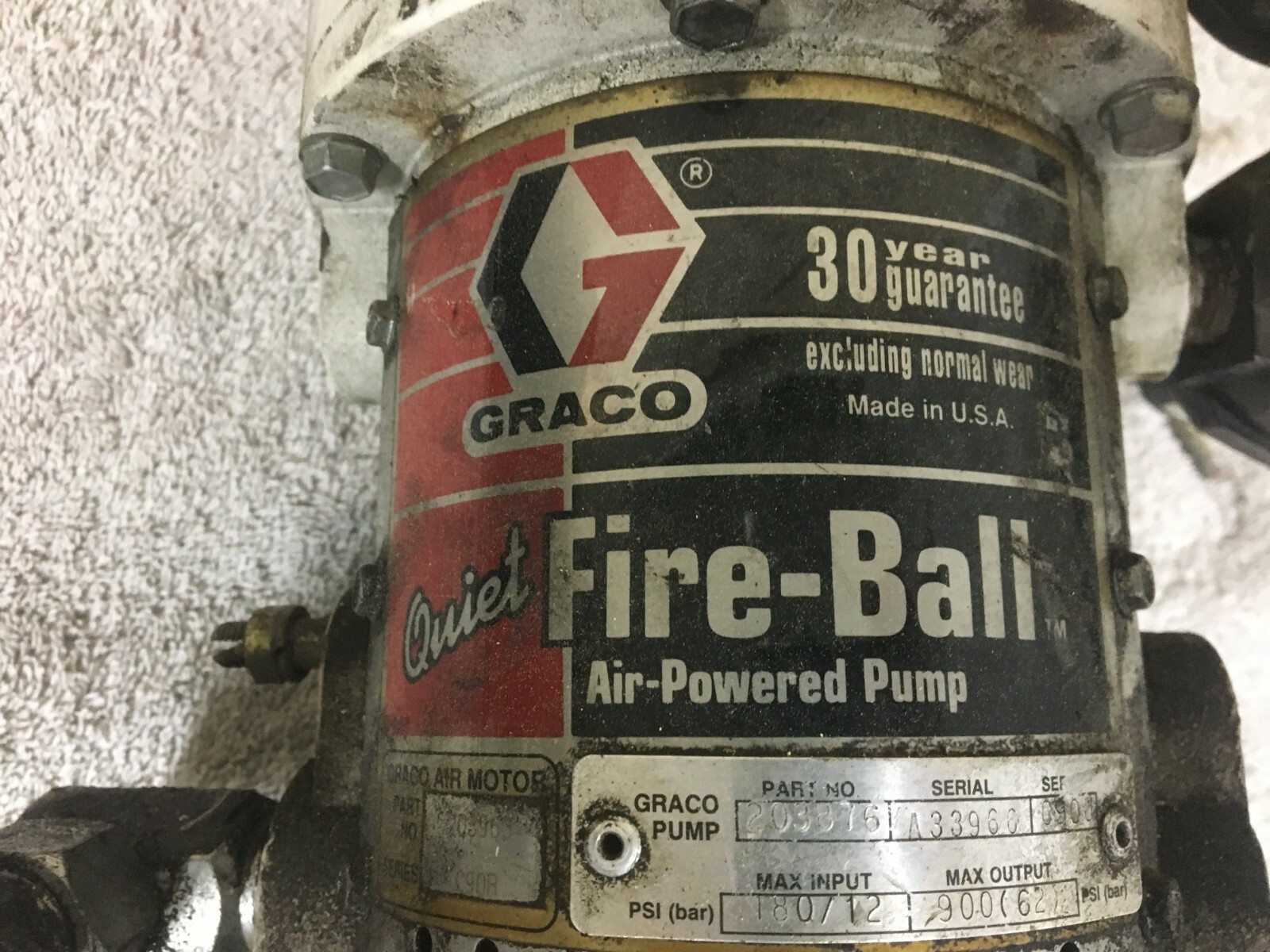 Graco Fire-Ball PT# 203876 5:1 Air-Powered Pump