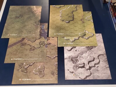 Battletech 6 Double-sided hex maps Lunar Tundra Rolling Hills map lot
